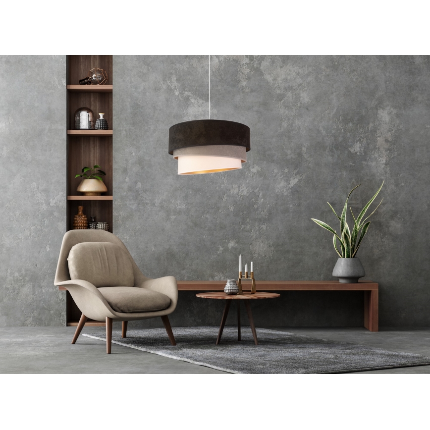 Duolla - Pendel DEVON 1xE27/40W/230V diameter 45 cm sort/grå/beige