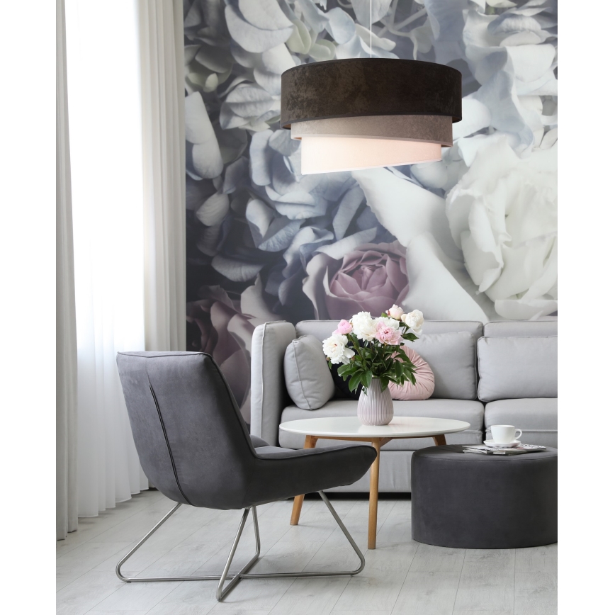 Duolla - Pendel DEVON 1xE27/40W/230V diameter 45 cm sort/grå/beige
