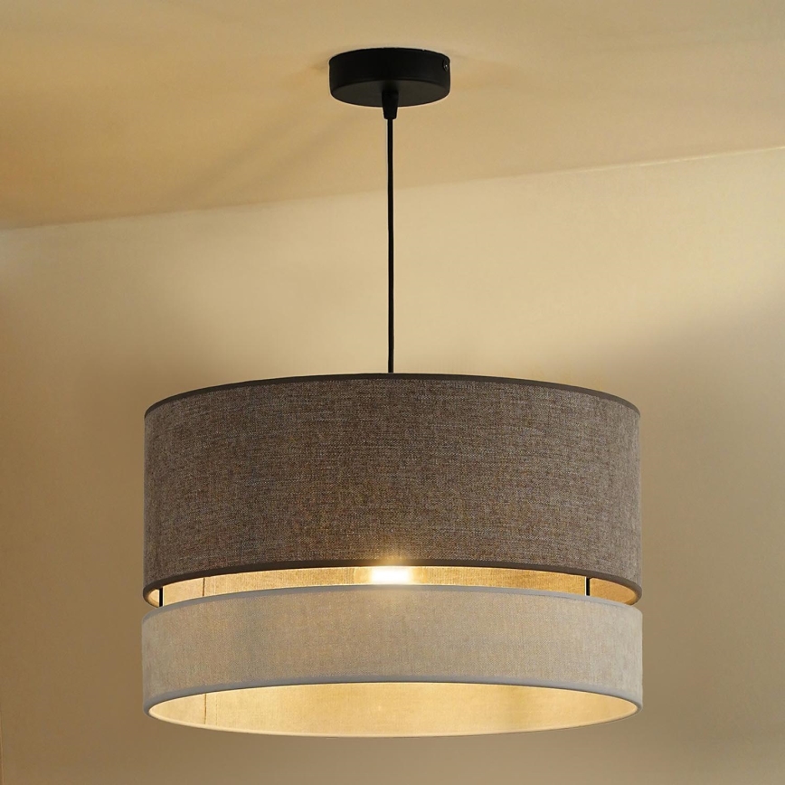 Duolla - Pendel DOUBLE 1xE27/15W/230V diameter 40 cm brun/grå