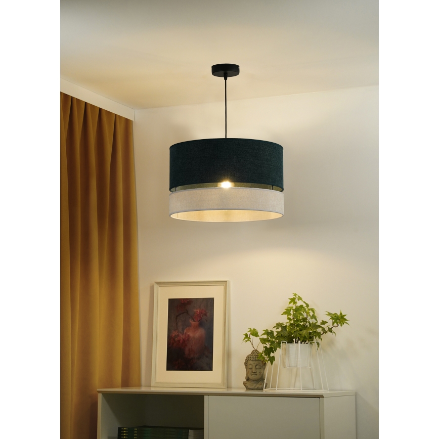 Duolla - Pendel DOUBLE 1xE27/15W/230V diameter 40 cm grøn/grå