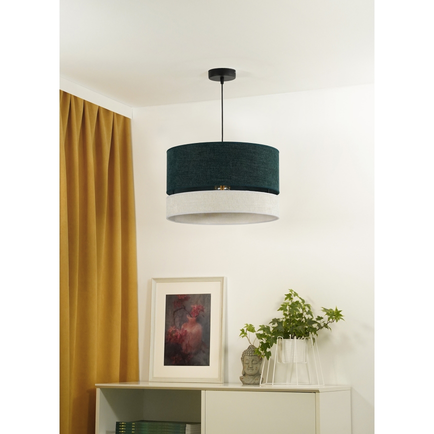 Duolla - Pendel DOUBLE 1xE27/15W/230V diameter 40 cm grøn/grå