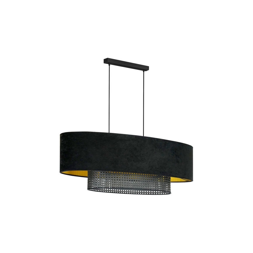 Duolla - Pendel DOUBLE OVAL RATTAN 2xE27/15W/230V sort/Rattan