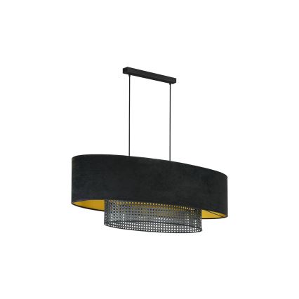 Duolla - Pendel DOUBLE OVAL RATTAN 2xE27/15W/230V sort/Rattan