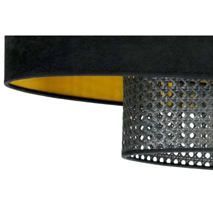 Duolla - Pendel DOUBLE OVAL RATTAN 2xE27/15W/230V sort/Rattan