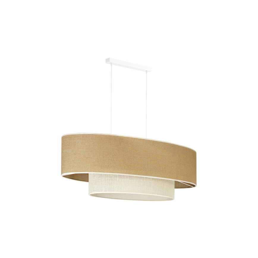 Duolla - Pendel DOUBLE OVAL YUTE 2xE27/15W/230V brun/cremefarvet