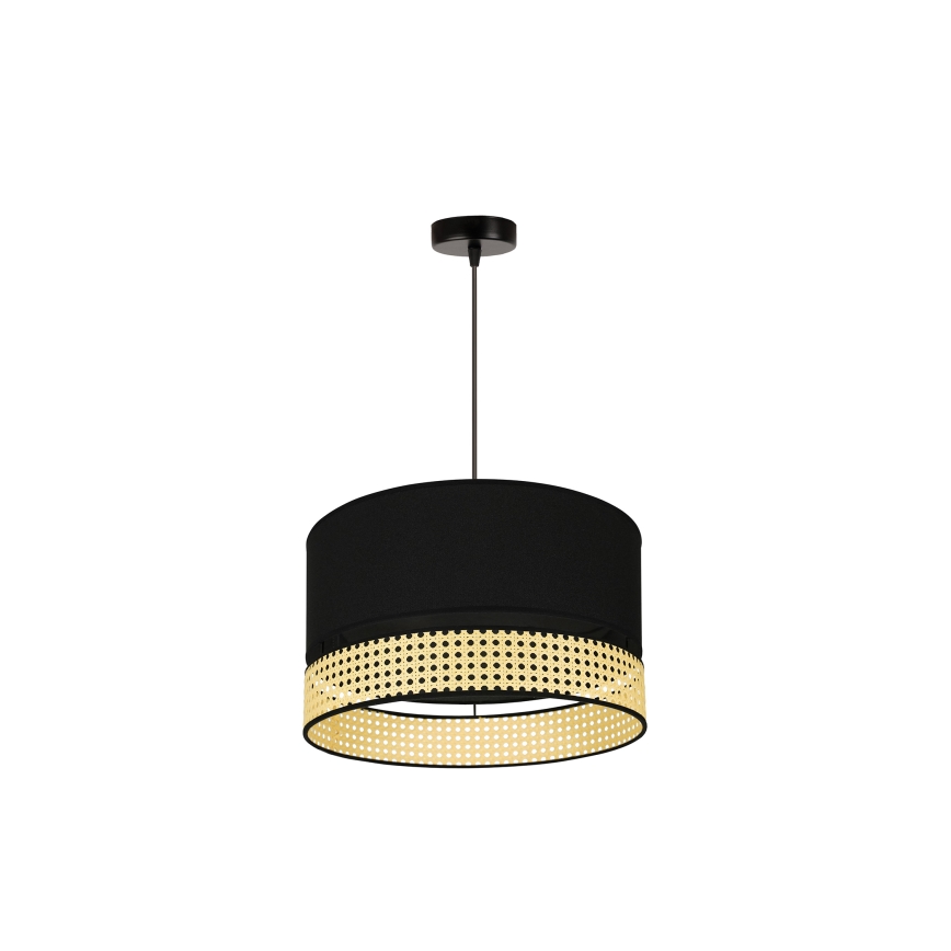 Duolla - Pendel DOUBLE RATTAN 1xE27/15W/230V diameter 40 cm sort/beige