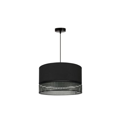 Duolla - Pendel DOUBLE RATTAN 1xE27/15W/230V diameter 40 cm sort