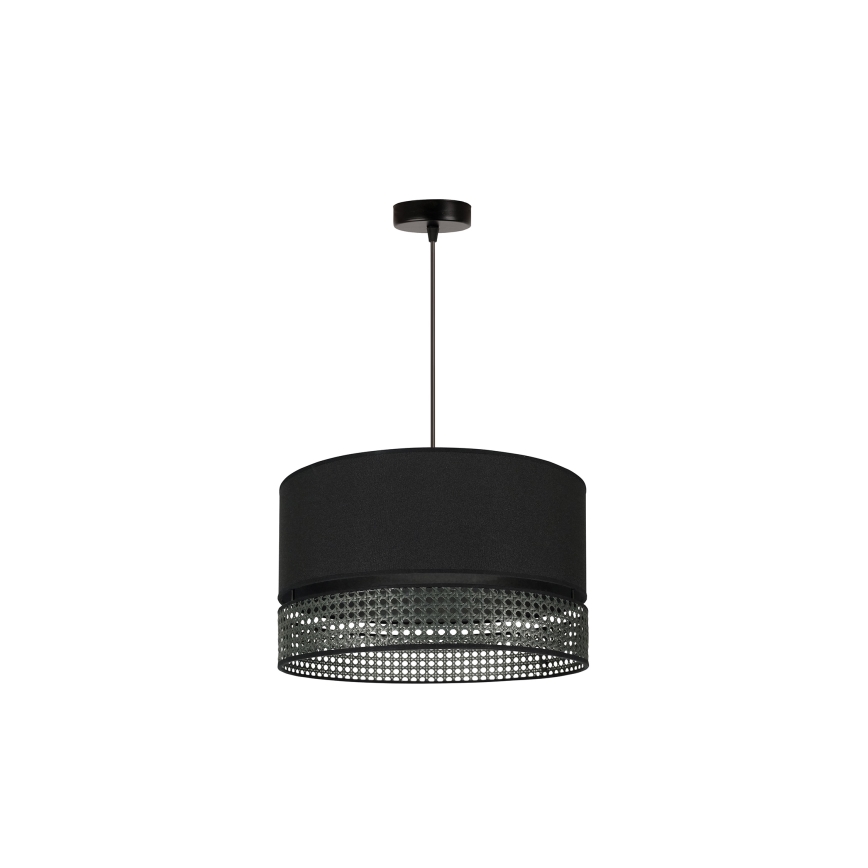 Duolla - Pendel DOUBLE RATTAN 1xE27/15W/230V diameter 40 cm sort