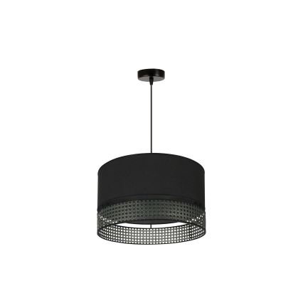 Duolla - Pendel DOUBLE RATTAN 1xE27/15W/230V diameter 40 cm sort