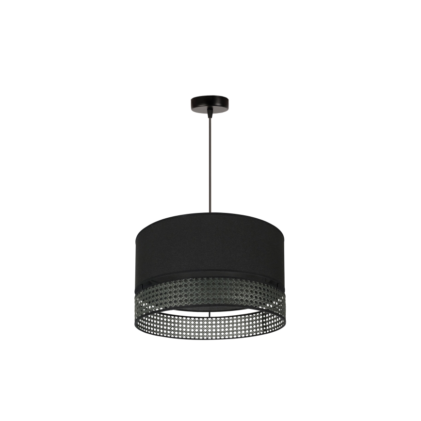 Duolla - Pendel DOUBLE RATTAN 1xE27/15W/230V diameter 40 cm sort