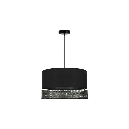 Duolla - Pendel DOUBLE RATTAN 1xE27/15W/230V diameter 40 cm sort