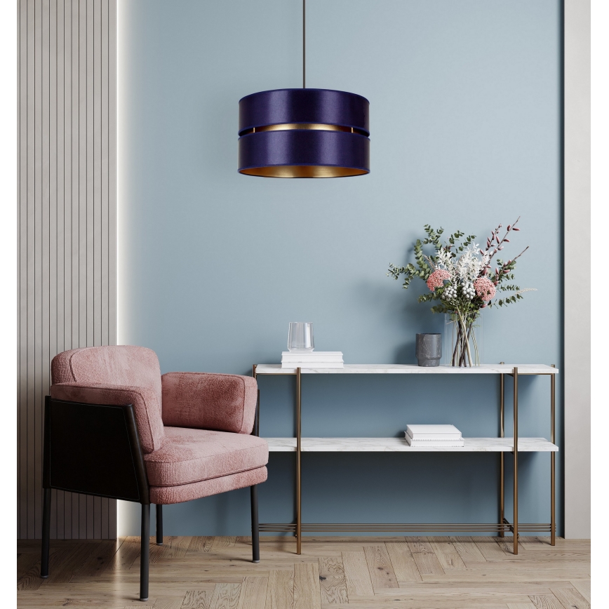 Duolla - Pendel DUO 1xE27/15W/230V diameter 40 cm blå/guldfarvet