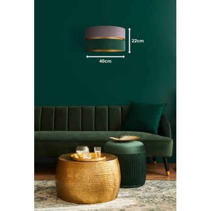 Duolla - Pendel DUO 1xE27/15W/230V diameter 40 cm grå/grøn/guldfarvet