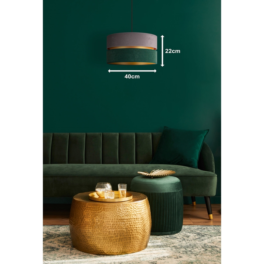 Duolla - Pendel DUO 1xE27/15W/230V diameter 40 cm grå/grøn/guldfarvet