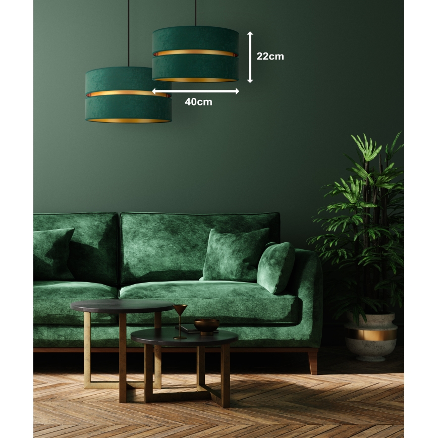 Duolla - Pendel DUO 1xE27/15W/230V diameter 40 cm grøn/guldfarvet
