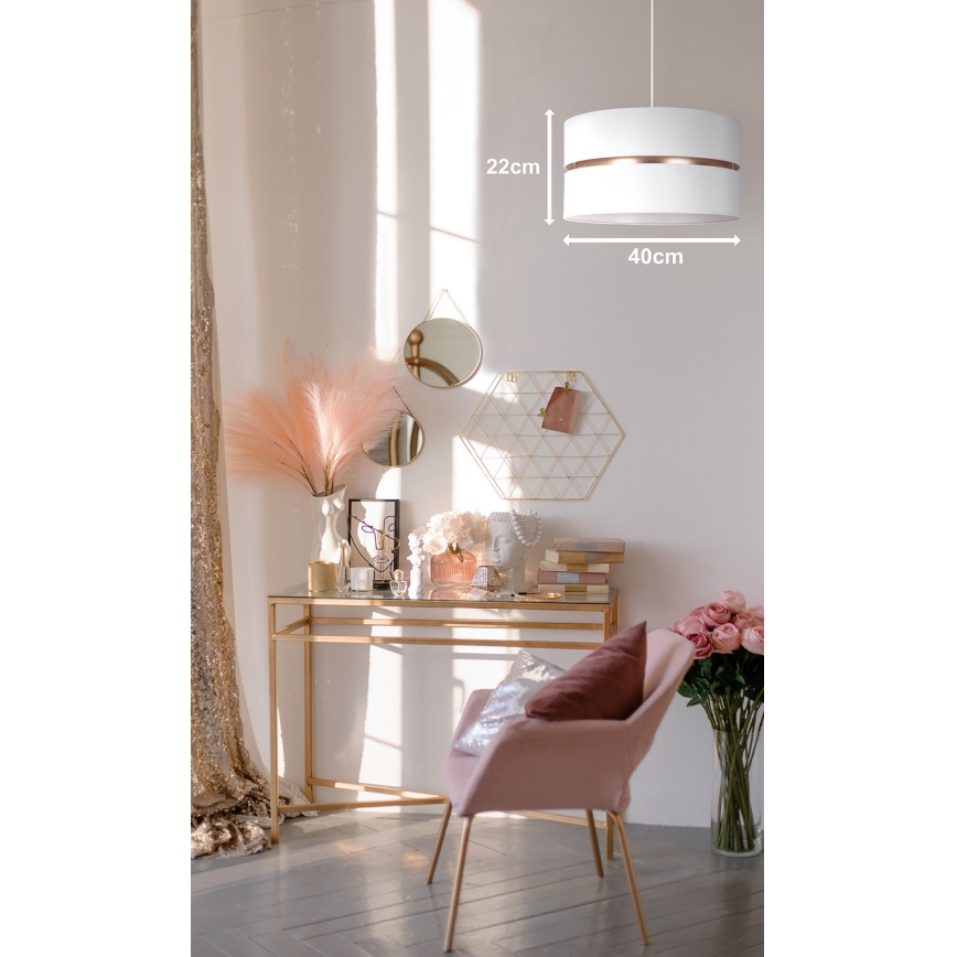 Duolla - Pendel DUO 1xE27/15W/230V diameter 40 cm hvid/guldfarvet
