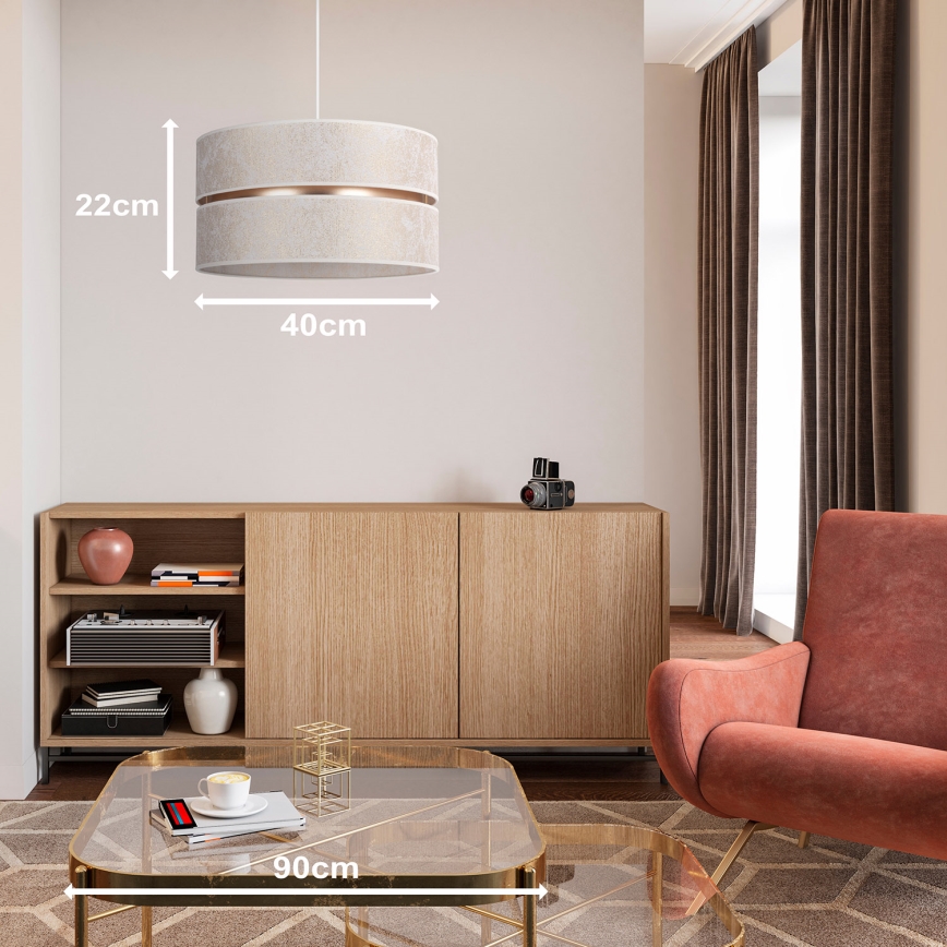 Duolla - Pendel DUO 1xE27/15W/230V diameter 40 cm hvid/guldfarvet