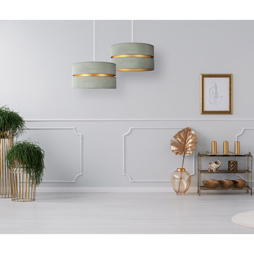 Duolla - Pendel DUO 1xE27/15W/230V diameter 40 cm lysegrøn/guldfarvet