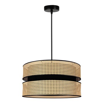 Duolla - Pendel DUO 1xE27/15W/230V diameter 40 cm Rattan/sort