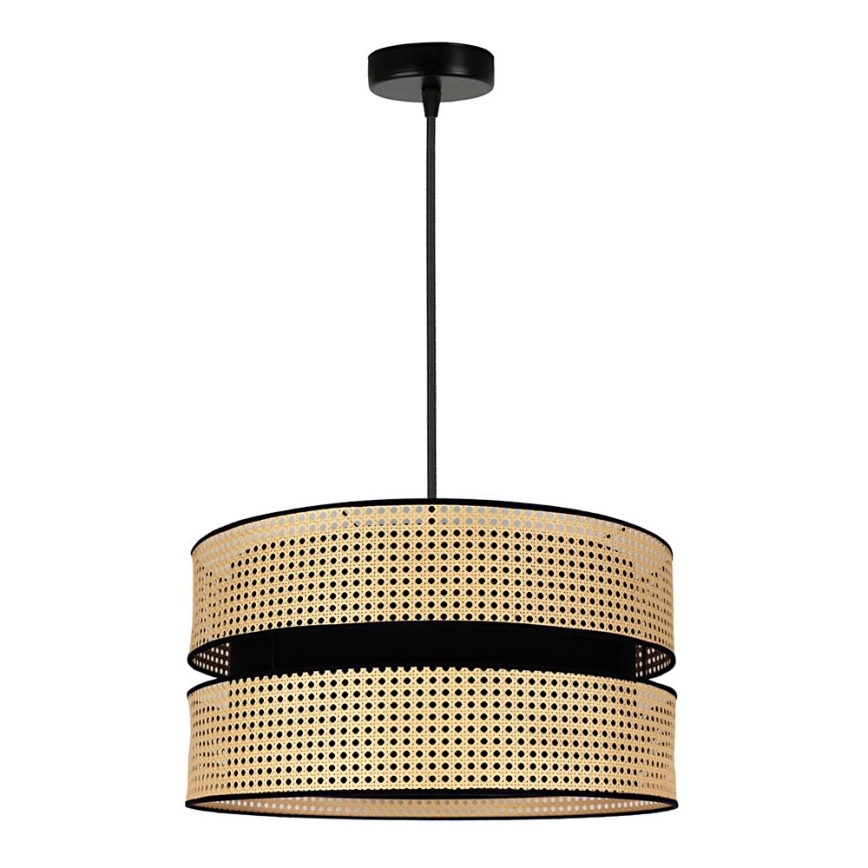 Duolla - Pendel DUO 1xE27/15W/230V diameter 40 cm Rattan/sort