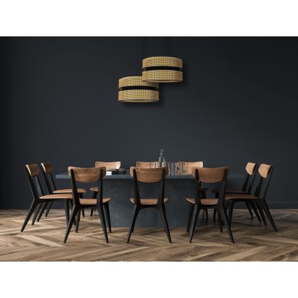 Duolla - Pendel DUO 1xE27/15W/230V diameter 40 cm Rattan/sort
