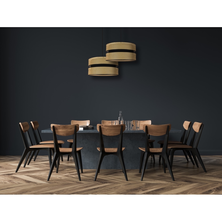 Duolla - Pendel DUO 1xE27/15W/230V diameter 40 cm Rattan/sort