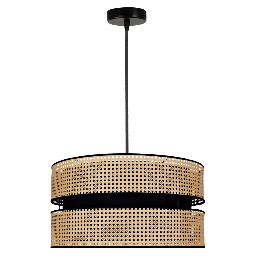 Duolla - Pendel DUO 1xE27/15W/230V diameter 40 cm Rattan/sort