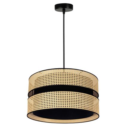 Duolla - Pendel DUO 1xE27/15W/230V diameter 40 cm Rattan/sort