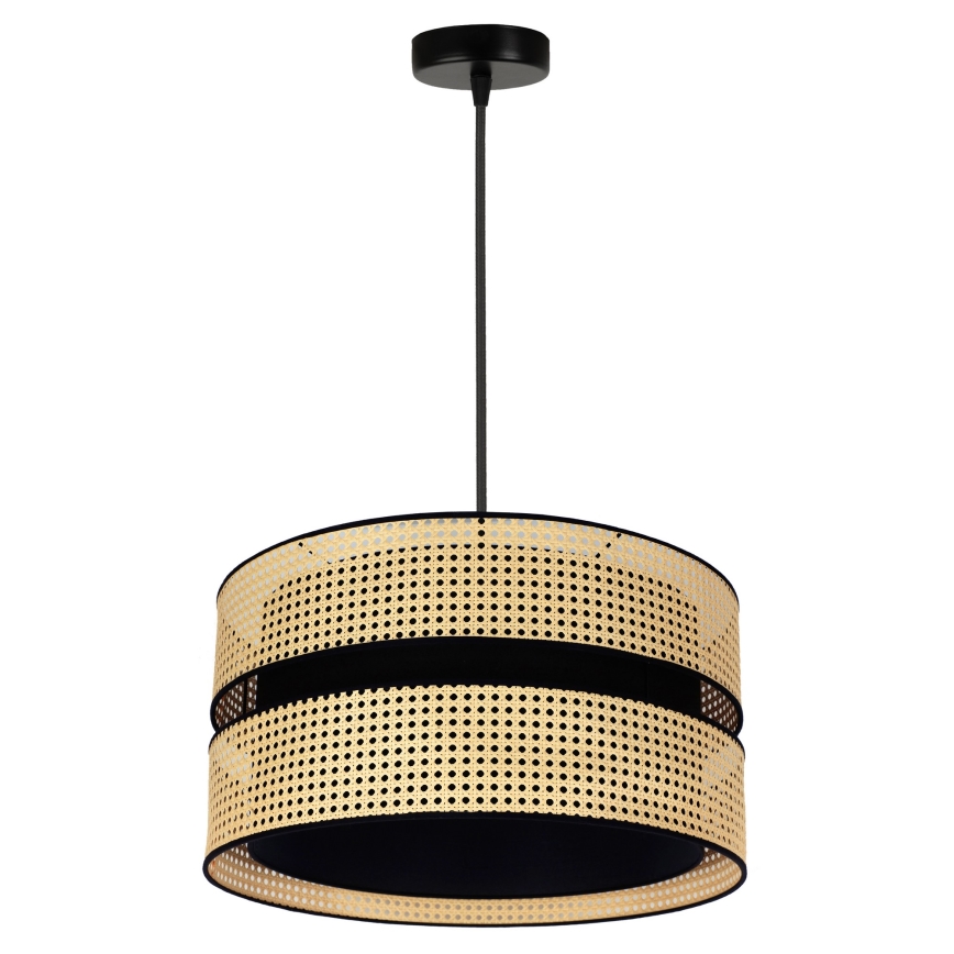 Duolla - Pendel DUO 1xE27/15W/230V diameter 40 cm Rattan/sort
