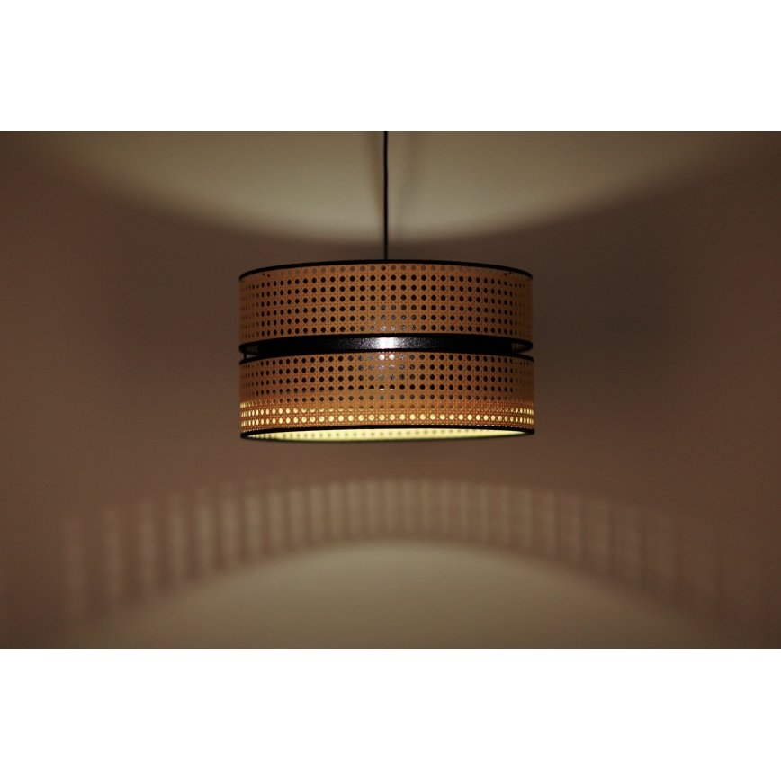 Duolla - Pendel DUO 1xE27/15W/230V diameter 40 cm Rattan/sort