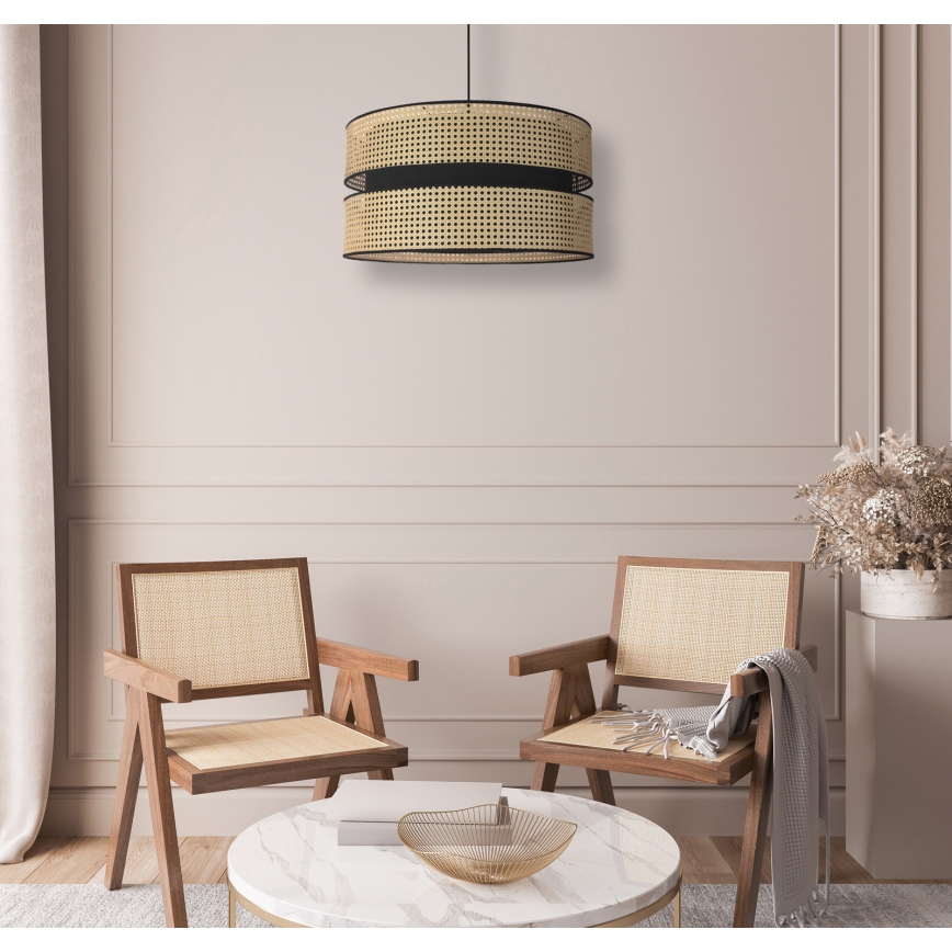 Duolla - Pendel DUO 1xE27/15W/230V diameter 40 cm Rattan/sort