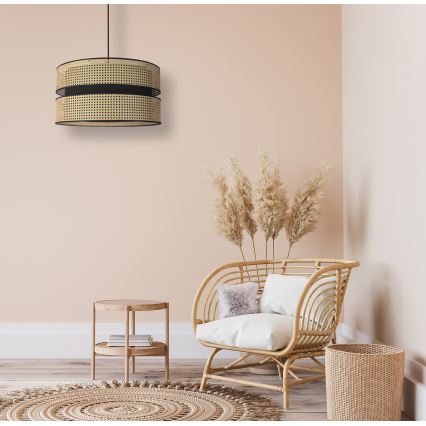 Duolla - Pendel DUO 1xE27/15W/230V diameter 40 cm Rattan/sort