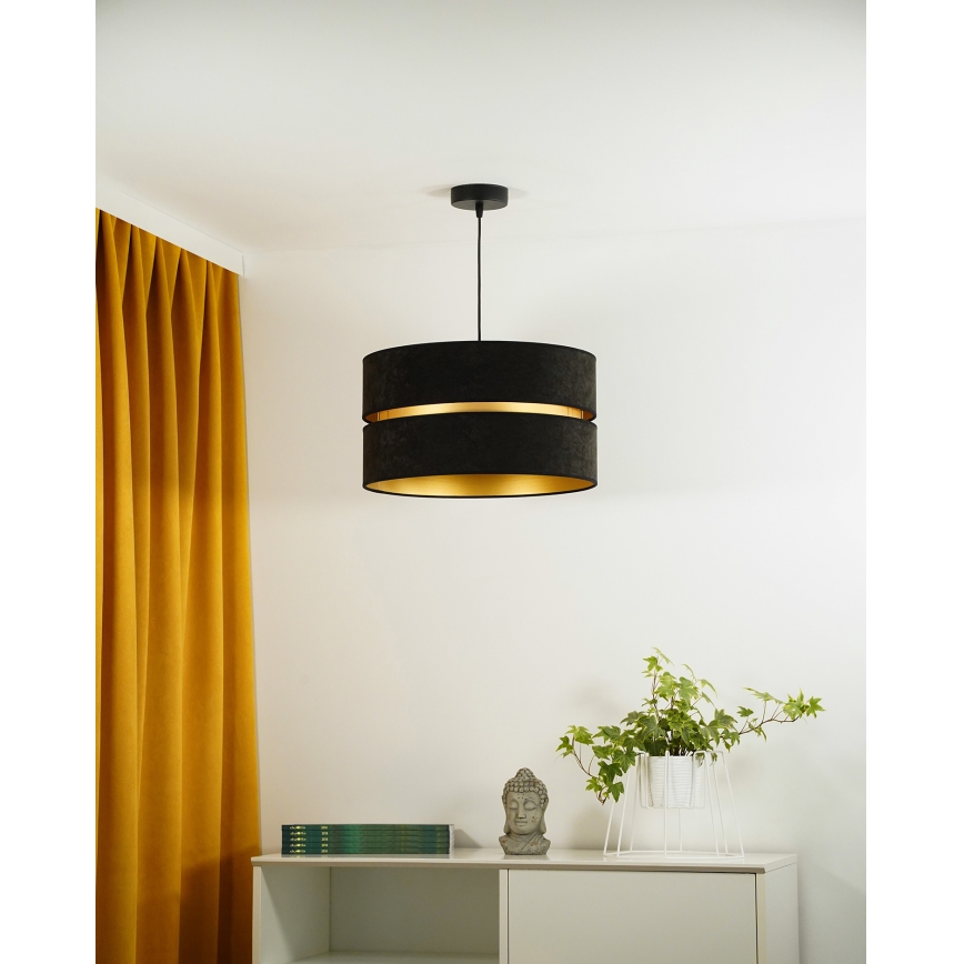 Duolla - Pendel DUO 1xE27/15W/230V diameter 40 cm sort/guldfarvet