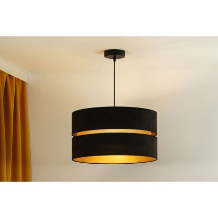 Duolla - Pendel DUO 1xE27/15W/230V diameter 40 cm sort/guldfarvet