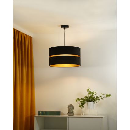 Duolla - Pendel DUO 1xE27/15W/230V diameter 40 cm sort/guldfarvet