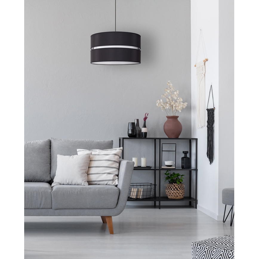 Duolla - Pendel DUO 1xE27/15W/230V diameter 40 cm sort/hvid