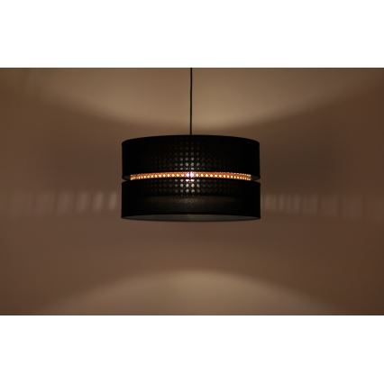 Duolla - Pendel DUO 1xE27/15W/230V diameter 40 cm sort/Rattan