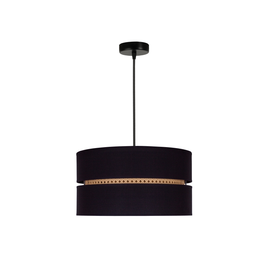 Duolla - Pendel DUO 1xE27/15W/230V diameter 40 cm sort/Rattan