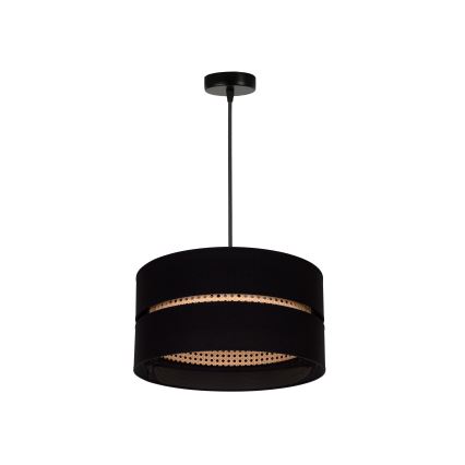 Duolla - Pendel DUO 1xE27/15W/230V diameter 40 cm sort/Rattan
