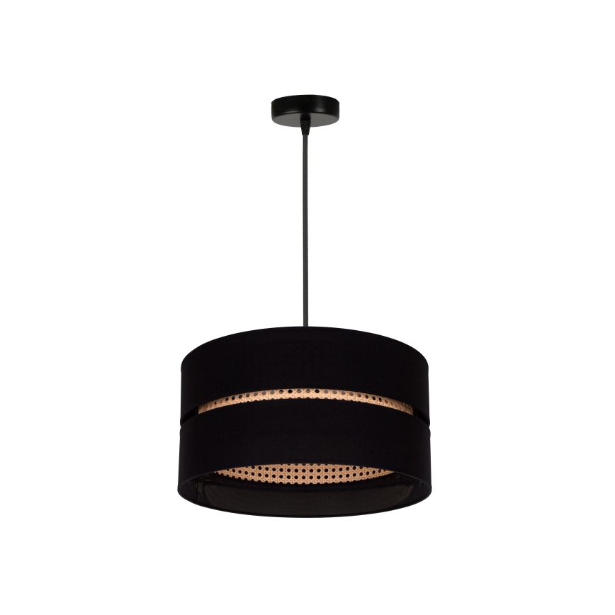 Duolla - Pendel DUO 1xE27/15W/230V diameter 40 cm sort/Rattan