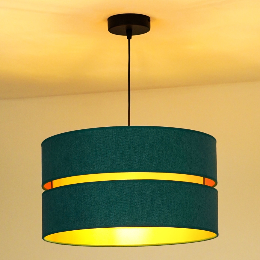 Duolla - Pendel DUO 1xE27/15W/230V diameter 40 cm turkis/guldfarvet