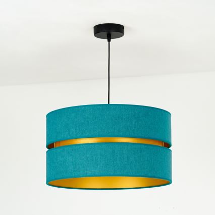 Duolla - Pendel DUO 1xE27/15W/230V diameter 40 cm turkis/guldfarvet