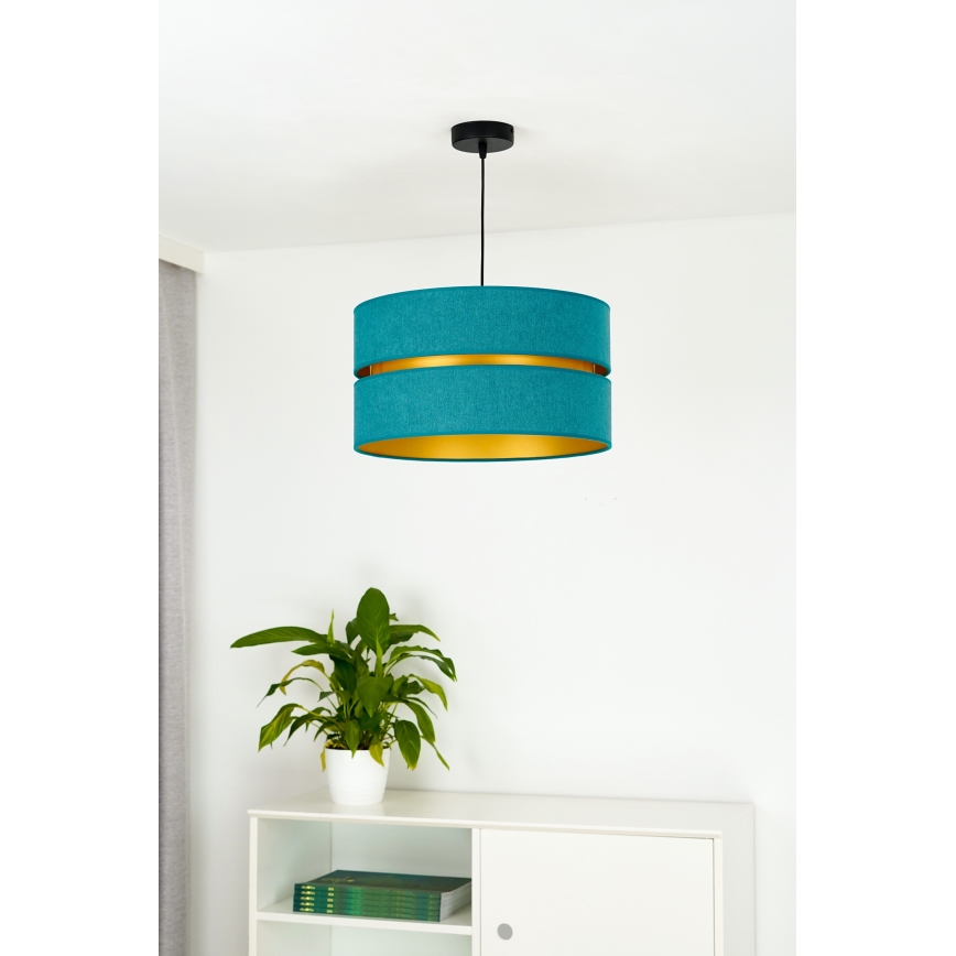 Duolla - Pendel DUO 1xE27/15W/230V diameter 40 cm turkis/guldfarvet