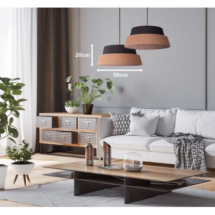 Duolla - Pendel GALAXY 1xE27/15W/230V diameter 50 cm brun/sort