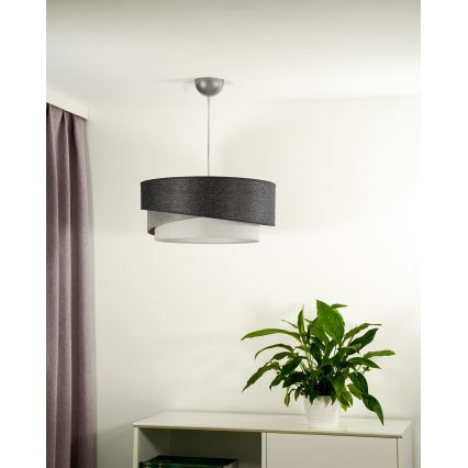 Duolla - Pendel KOBO 1xE27/15W/230V diameter 45 cm antracit/grå/hvid