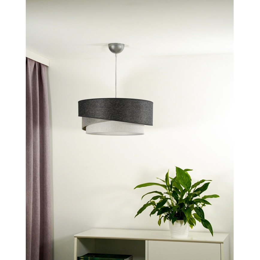 Duolla - Pendel KOBO 1xE27/15W/230V diameter 45 cm antracit/grå/hvid