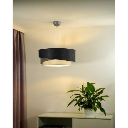 Duolla - Pendel KOBO 1xE27/15W/230V diameter 45 cm antracit/grå/hvid