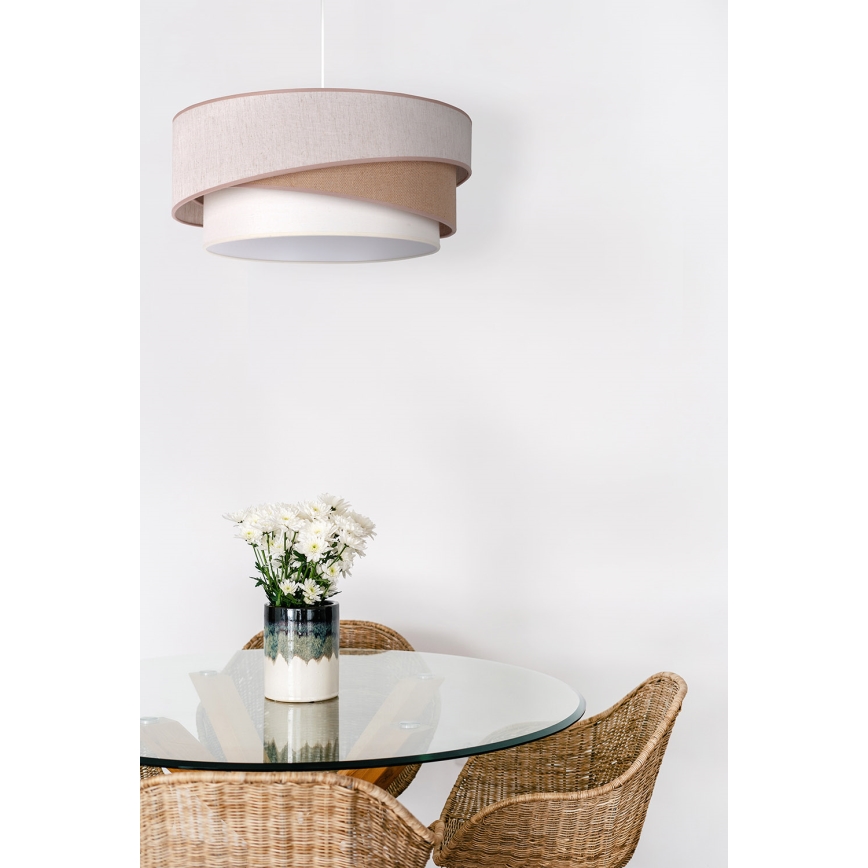 Duolla - Pendel KOBO 1xE27/15W/230V diameter 45 cm beige/brun/hvid