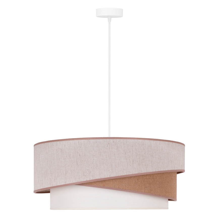 Duolla - Pendel KOBO 1xE27/15W/230V diameter 45 cm beige/brun/hvid