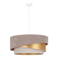 Duolla - Pendel KOBO 1xE27/15W/230V diameter 45 cm beige/guldfarvet/cremefarvet